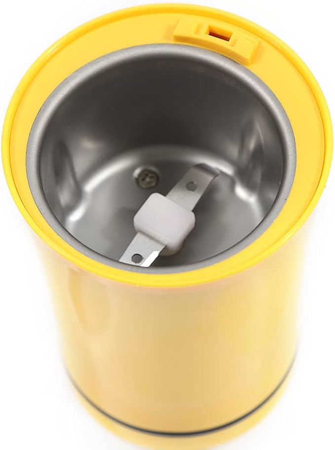 Electric Coffee Grinder, 150W Small Spice Grinder with Stainless Steel Blade, 50g Capacity One-Touch Mill for Coffee Beans, Pepper, Herbs, Nuts (Yellow)