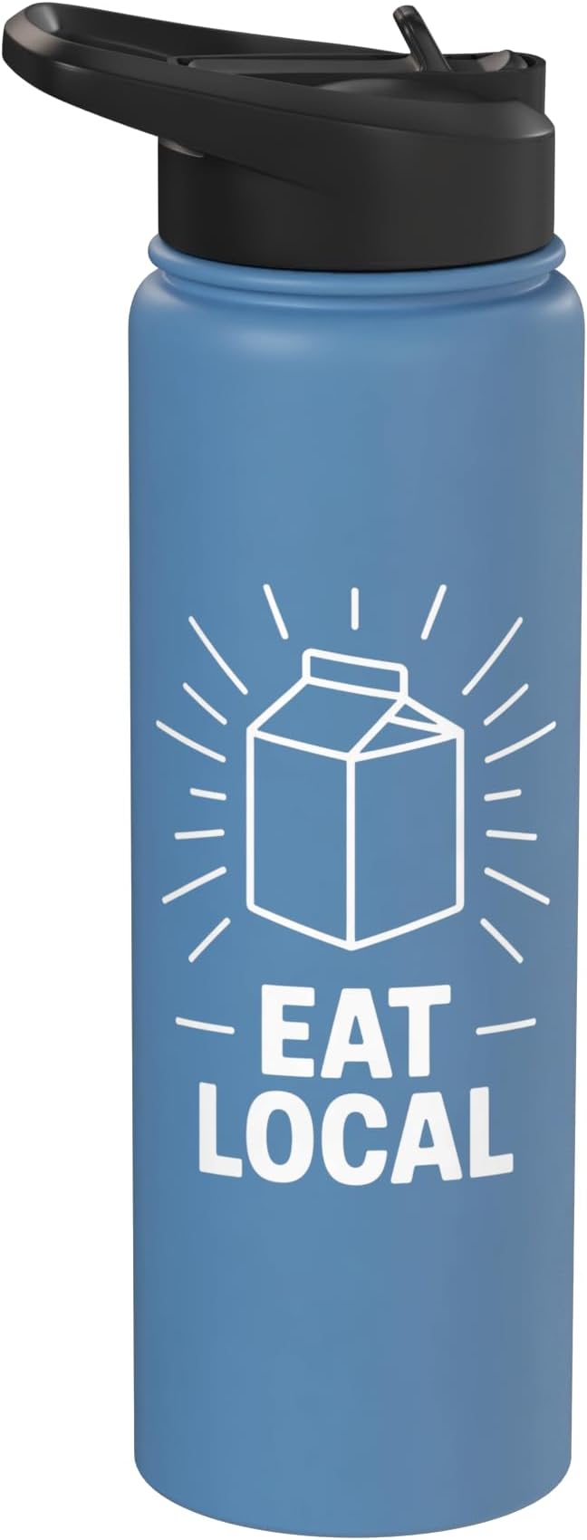 Funny Eat Local Milk Carton Minimalist Saying Stainless Steel Insulated Water Bottle