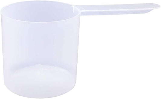 Plastic Measuring Scoop, (118.4 cc | 1/2 Cup | 4 fl oz. | 118.4 mL) Long Handle Spoons for Powders, Granules, Coffee, Pet Food, Baking Supplies, Protein and Other Dry Goods, BPA Free (Set of 100)