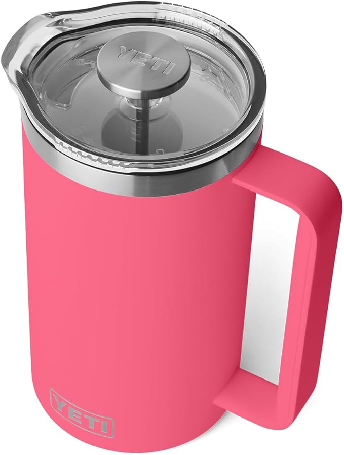 YETI Rambler 34 oz French Press with MagSlider Pitcher Lid Set, Tropical Pink