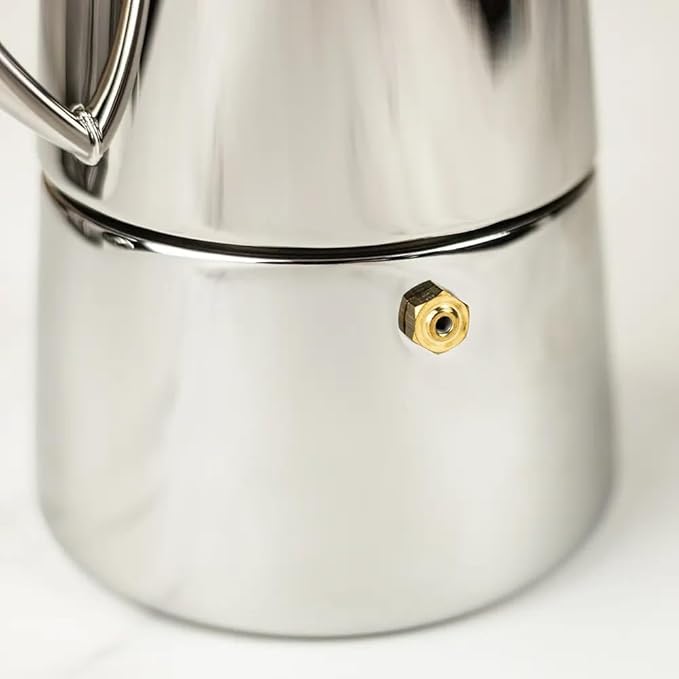 Cuisinox Roma Stovetop Espresso Maker COF-4R, Stainless Steel Coffee Percolator Stovetop, Heat-Resistant & Non-Reactive, 4-Cup Italian Espresso Maker Easy to Clean, Durable Stove Top Percolator