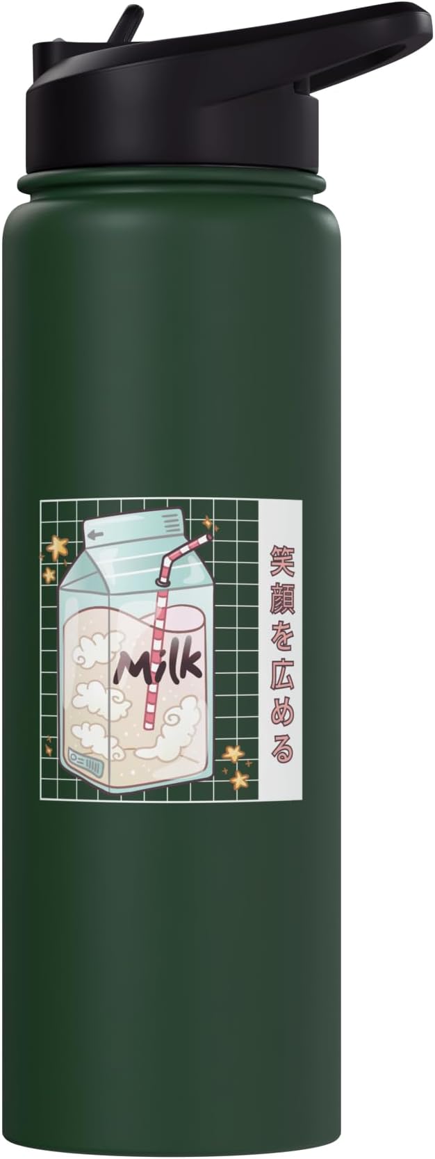 Cute Milk Carton Kawaii Japanese Stars Clouds Stainless Steel Insulated Water Bottle