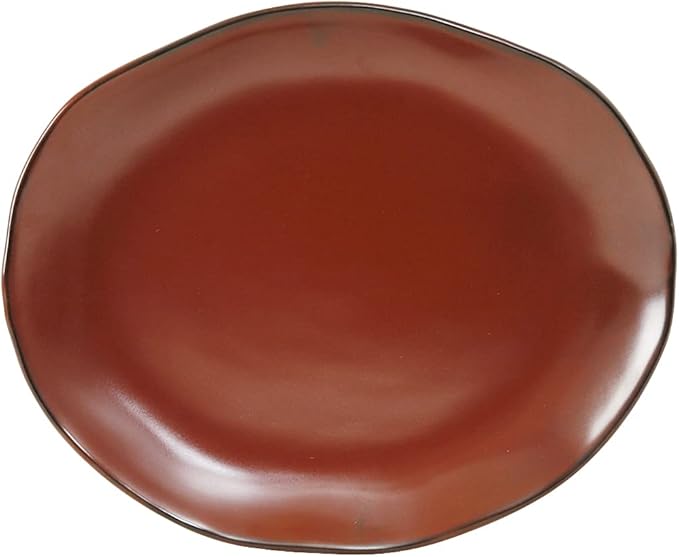 Tuxton China GAR-023 Platter, 13-1/4" x 11", Oval, Microwave and Dishwasher Safe, Oven Proof, Fully Vitrified, Ceramic, TuxTrendz, Artisan, Red Rock, Pack of 12