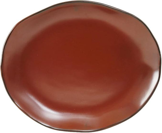 Tuxton China GAR-023 Platter, 13-1/4" x 11", Oval, Microwave and Dishwasher Safe, Oven Proof, Fully Vitrified, Ceramic, TuxTrendz, Artisan, Red Rock, Pack of 12