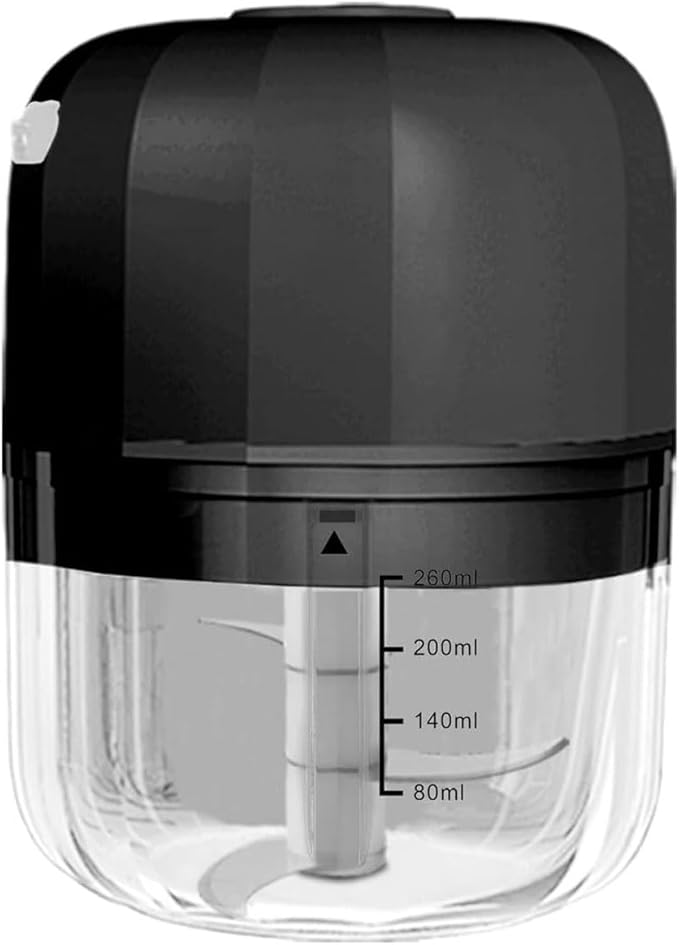 Electric Garlic Chopper, 250ML Rechargeable Portable and Cordless Mini Food Processor with Stainless Steel Blade, Electric Garlic Chopper Vegetable Chopper Blender for Nuts Chili Onion Minced (Gray :
