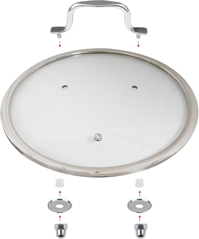 HEVSTIL 11.5 Inch Tempered Glass Lid for Frying Pan with Stainless Steel Handle - Vented Skillet Cover