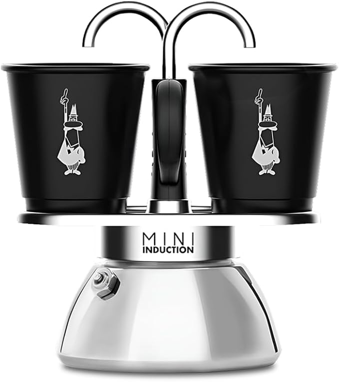 Bialetti Mini Express Induction Coffee Maker, Aluminium, Black, 2 Cups