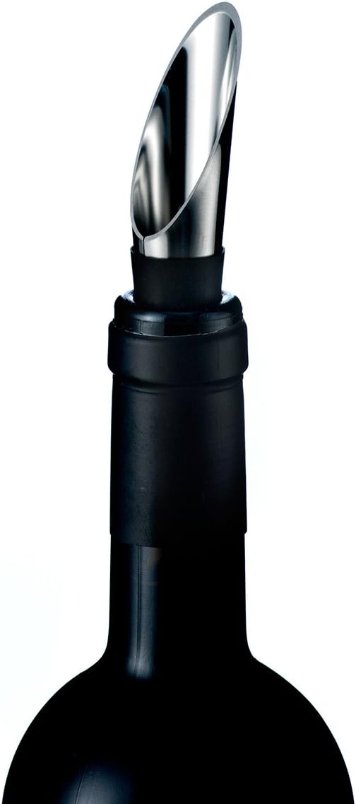 Rosendahl Grand Cru Barware Wine Pourer, Black/Steel, 3.1"H, Designed by Erik Bagger, Gift Box Included