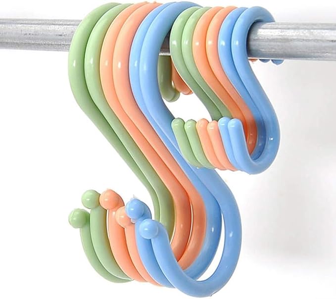 8Pcs Pink S-Shaped Hooks,Plastic Clothes Hangers Multi-Purpose Storage Racks Portable Key Holders, Hanging Bathroom Organizers,Utility Stable Industrial Hooks,Home Storage