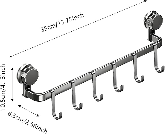 2026 Upgrad Wall Hooks Rack, Space Saving Utensil Holder for Kitchen Bathroom, No Drilling Wall Mounted Accessory Hanger, Kitchen Rail for Hanging Cooking Utensils Mugs Spoons (Grey_A)