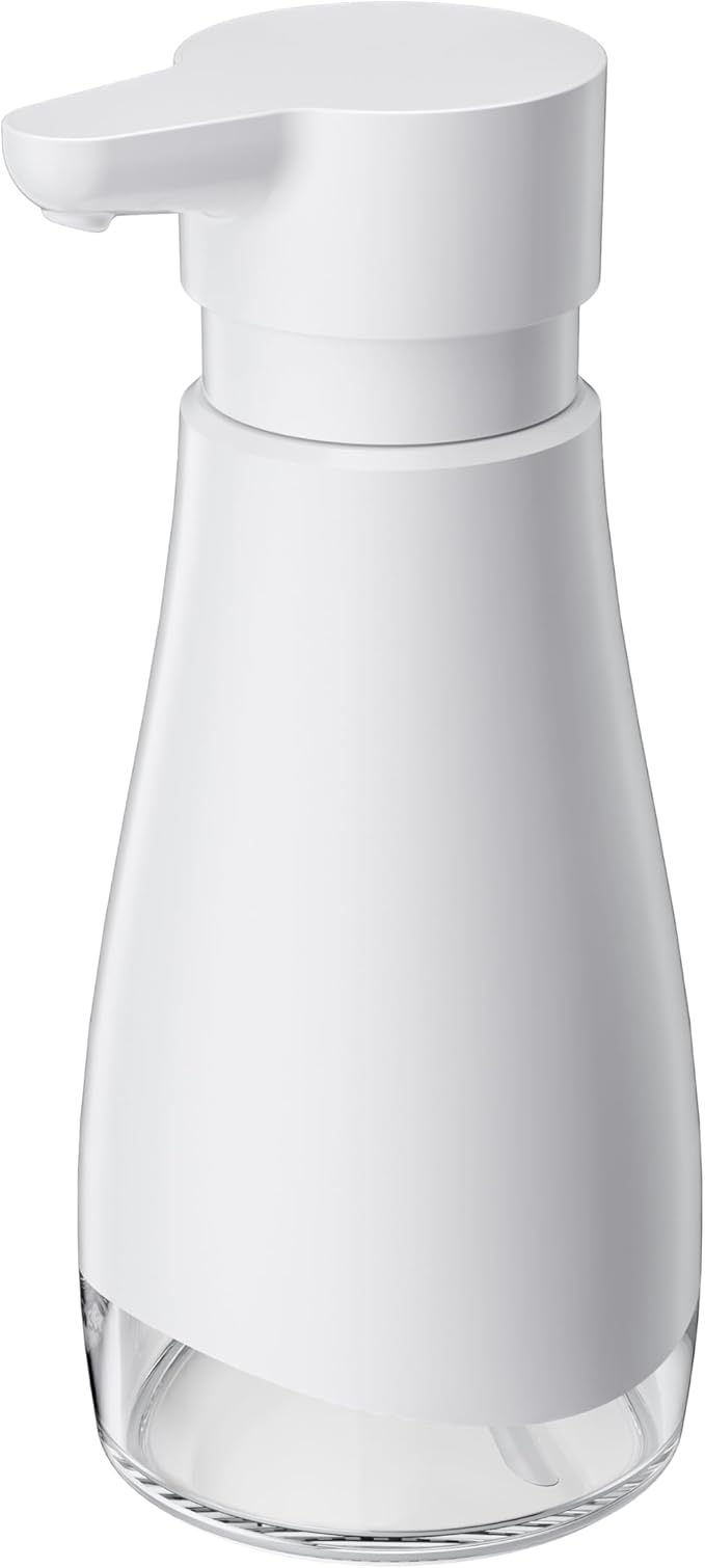 Oasis Creations 500 mL /17fl.oz Stainless Steel Liquid Soap Dispenser for Dish and Hand Soap - White - Refillable - Great for Kitchen Bathroom or Countertop