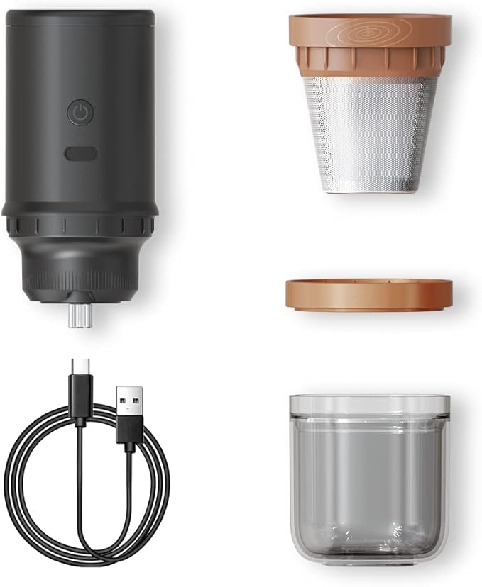 【Electric Coffee Grinder Coffee Maker 】Portable Grinder Stainless Steel Whole Bean for Outdoor Sport Lover French Press Drip Coffee, Reusable Espresso Capsules Turkish Brew