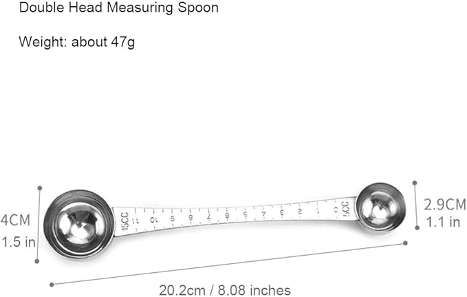 Measuring Spoon,CISHNOU Stainless Steel Double Headed Measuring Spoon Coffee Spoon with Scale (5-15ML)