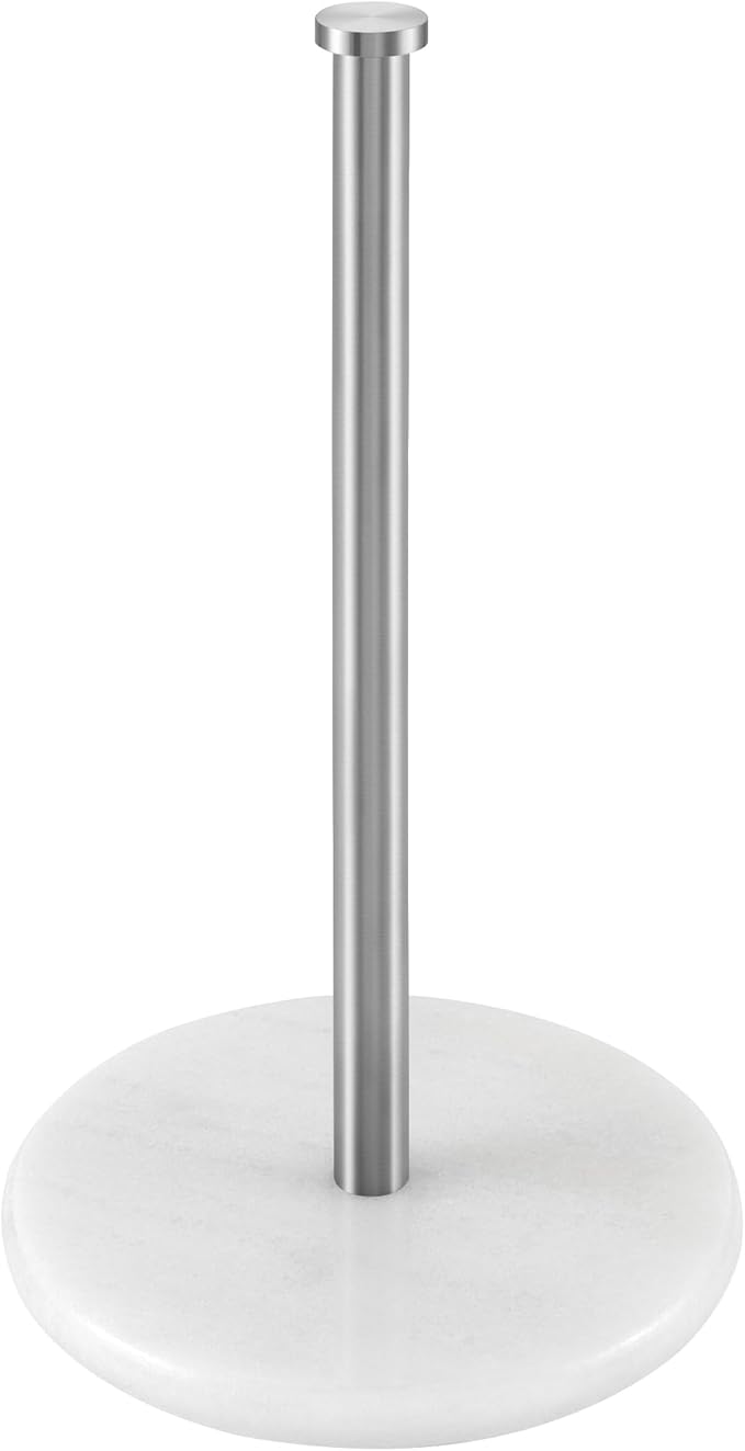 KES Paper Towel Holder Countertop, Kitchen Standing Paper Towel Roll Holders with Natural Marble Base for Standard or Jumbo-Sized Rolls Brushed Finish, KPH100-2
