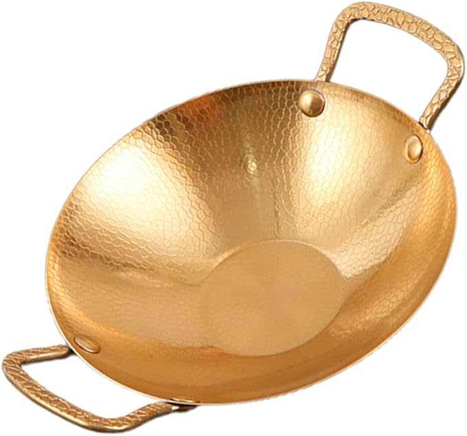 Kichvoe Stainless Steel Wok Pan,22cm Round Bottom Wok with Dual Handle Wok Frying Pan Wok Stir Fry Pan Non-stick Pan Skillet for Electric Induction Cooktops