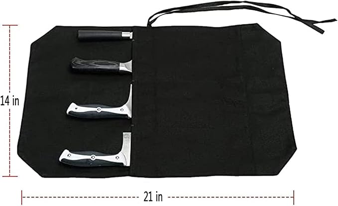 HERSENT Chef's Knife Roll Bag,Portable Travel Chef Knife Case Carrier Storage Bag with 4 Slots Best Gift for Pro Chef or Culinary Enthusiasts Men Women
