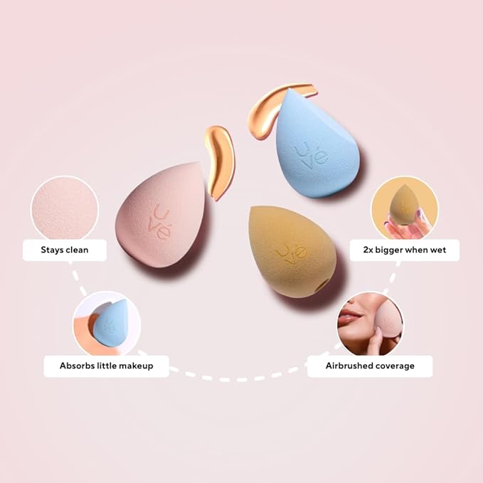 PURE Teardrop Makeup Blender Sponge, Streak Free Application of Liquid, Powder & Cream Foundation, Professional Complexion Blending Tool, Cruelty Free, Vegan, Latex Free