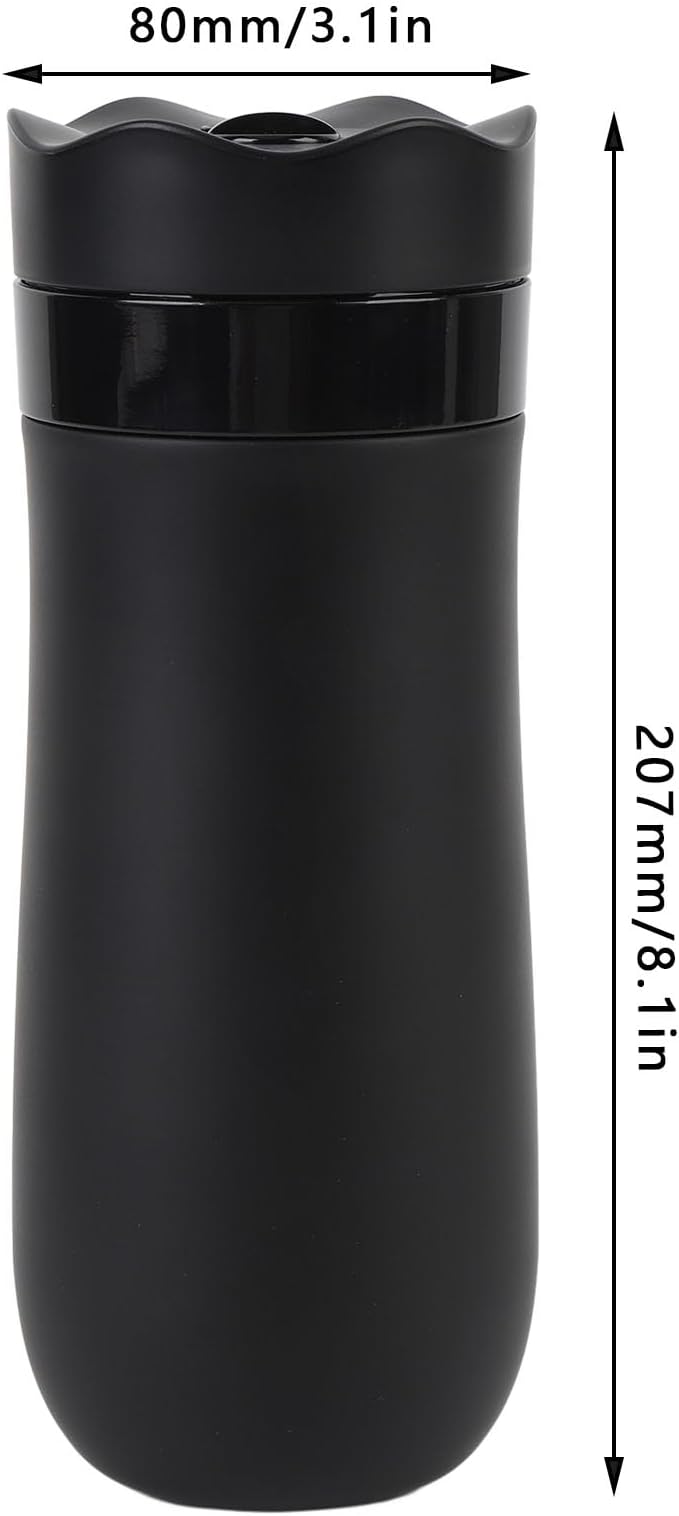 Focket French Press, 320Ml Double Wall Stainless Steel Insulated Insulated Water Drops Insulating Mini Coffee Tea Coffee Filter for Camping Travel