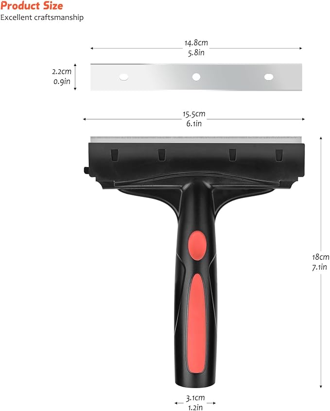 EHDIS Razor Blade Scraper, 6" Scraper Adhesive Remover Tool with 10 Double-Edge Blades for Cleaning Paint, Caulk, Adhesive, Label, Decal, Sticker from Window, Glass, Tile, Floor, Stove Top