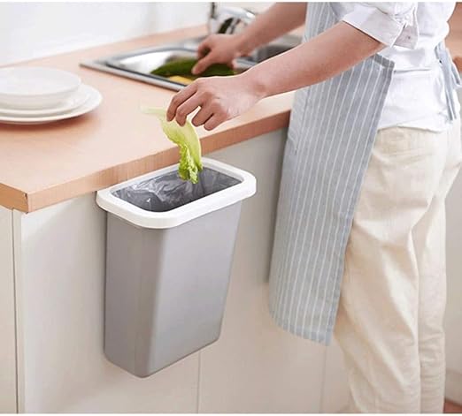 Trash Cans Hanging Waste Bin Under Kitchen Sink,Plastic Dustbins Over Cabinet Door with Top Ring to Fix Garbage Bag Outdoors and Home(White)