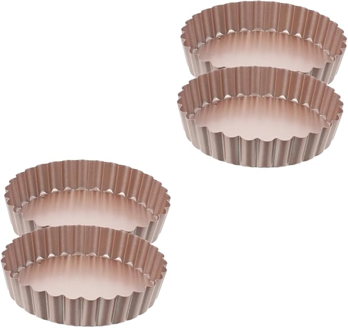 4pcs Removable Bottom Non-stick Quiche Pans Heavy-duty Tart Baking Tray for Home and Restaurant Use for Tarts Pies and Desserts