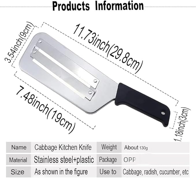 YukaBa Cabbage Kitchen Knife Slicer Chopper Shredder Sauerkraut Cutter Coleslaw Grater (Black)