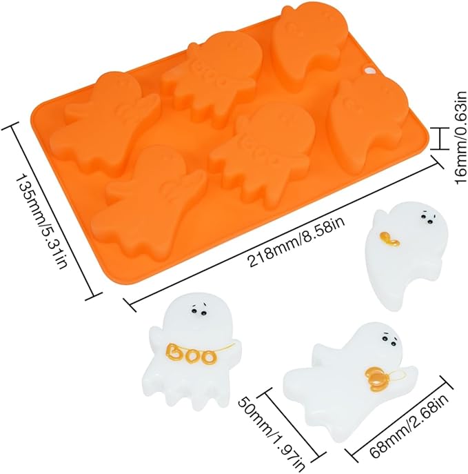 Halloween Ghost Silicone Molds, Non-Stick Chocolate Mold, Baking Moulds for Making Chocolate, Cake, Jelly, Dessert, Biscuit, Dome Mousse (A_ Ghost)