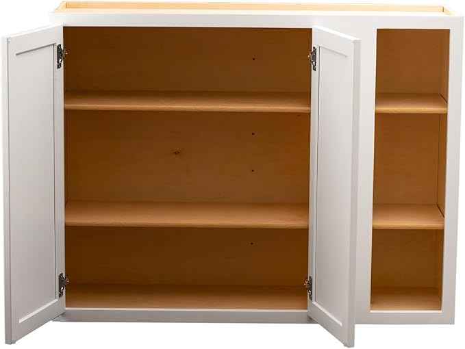 Quicklock RTA (Ready-to-Assemble) 42" Tall Wall Kitchen Cabinets - Shaker Style | 100% Hardwood | Made in America | Soft Close Hardware (12" D x 42" W x 42" H Blind Corner, Pure White)