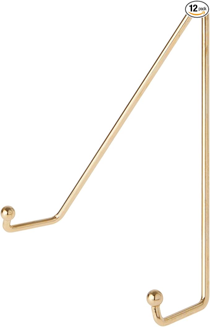 Bard's Shiny Gold-Toned Wall Mountable Plate Hanger, 7.5" H x 6.25" W x 2.25" D (for Plates 8" - 10"), Pack of 12