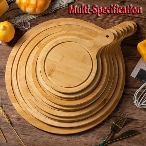 Pizza Serving Board Tray Set of 8, Wooden Lightweight Handles, Up to 13 Inches, Pizza Making Storage, Perfect for Parties and Gatherings,Light Brown,6inch