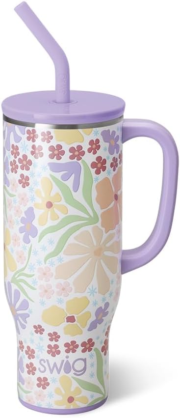Swig Life 30oz Mega Mug, 30 oz Tumbler with Handle and Straw, Cup Holder Friendly, Dishwasher Safe, Extra Large Insulated Tumbler, Stainless Steel Water Bottle (Fresh Cut)