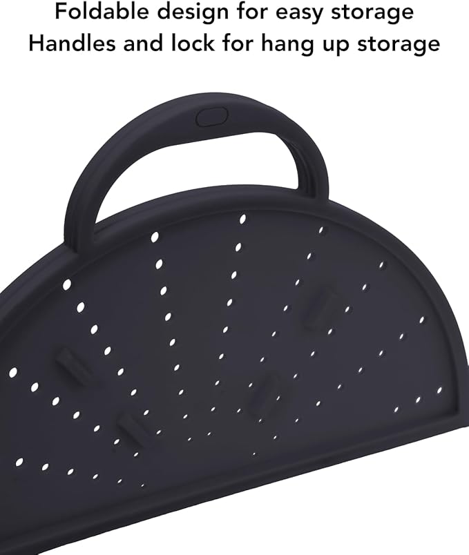 AirHood Silicone Splatter Screen – Foldable Grease Guard for Frying Pans & Induction Cookers – Heat-Resistant, BPA-Free, Dishwasher Safe, 2-in-1 Trivet & Splatter Screen - Black