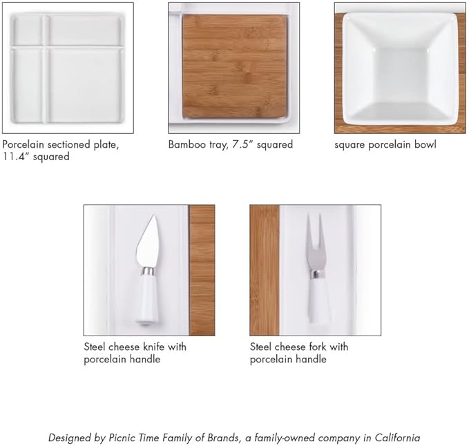 Picnic TIME NFL Peninsula Cutting Board & Serving Tray - Cheese Board - Charcuterie Board - Appetizer Plate, Bamboo & White Ceramic
