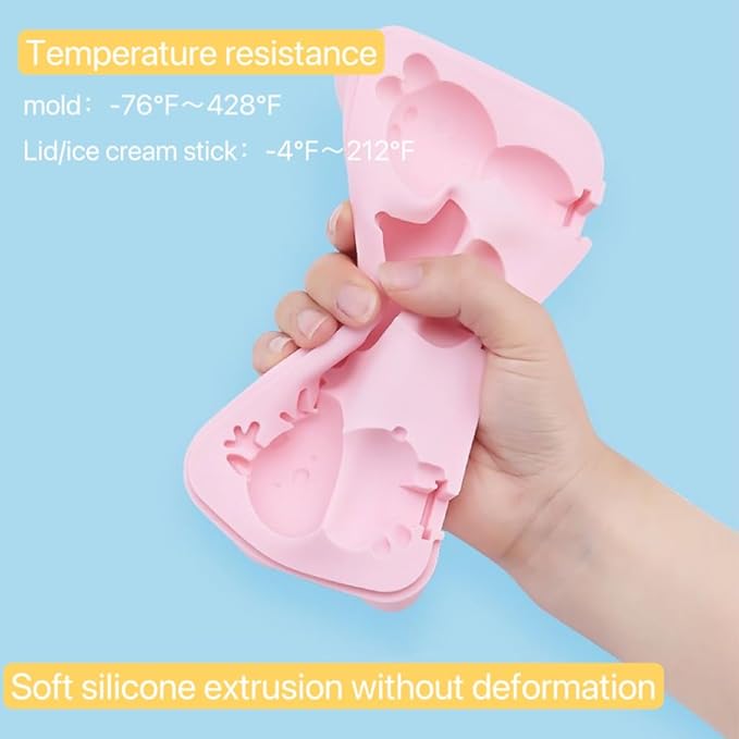 3 Pcs Cute Silicone Ice Cube Mold Set For Toddlers and Kids, BPA-Free Food Grade Ice Tray, Homemade Frozen Popsicle Maker Mold (3 PCS (fruit*1+love*1+ice cream*1))
