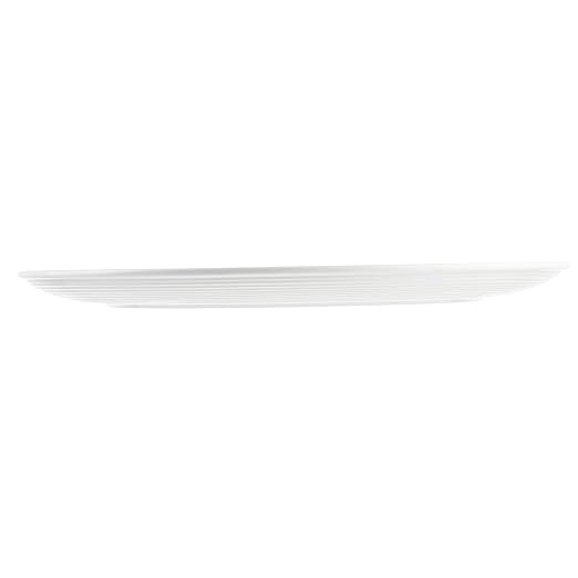 TableCraft 10496 Pulito Collection Round Platter, White Melamine Plate with Raised Edge Detail, Durable and Dishwasher Safe, Chic Ceramic-Look Serveware, 13.125-Inch Diameter