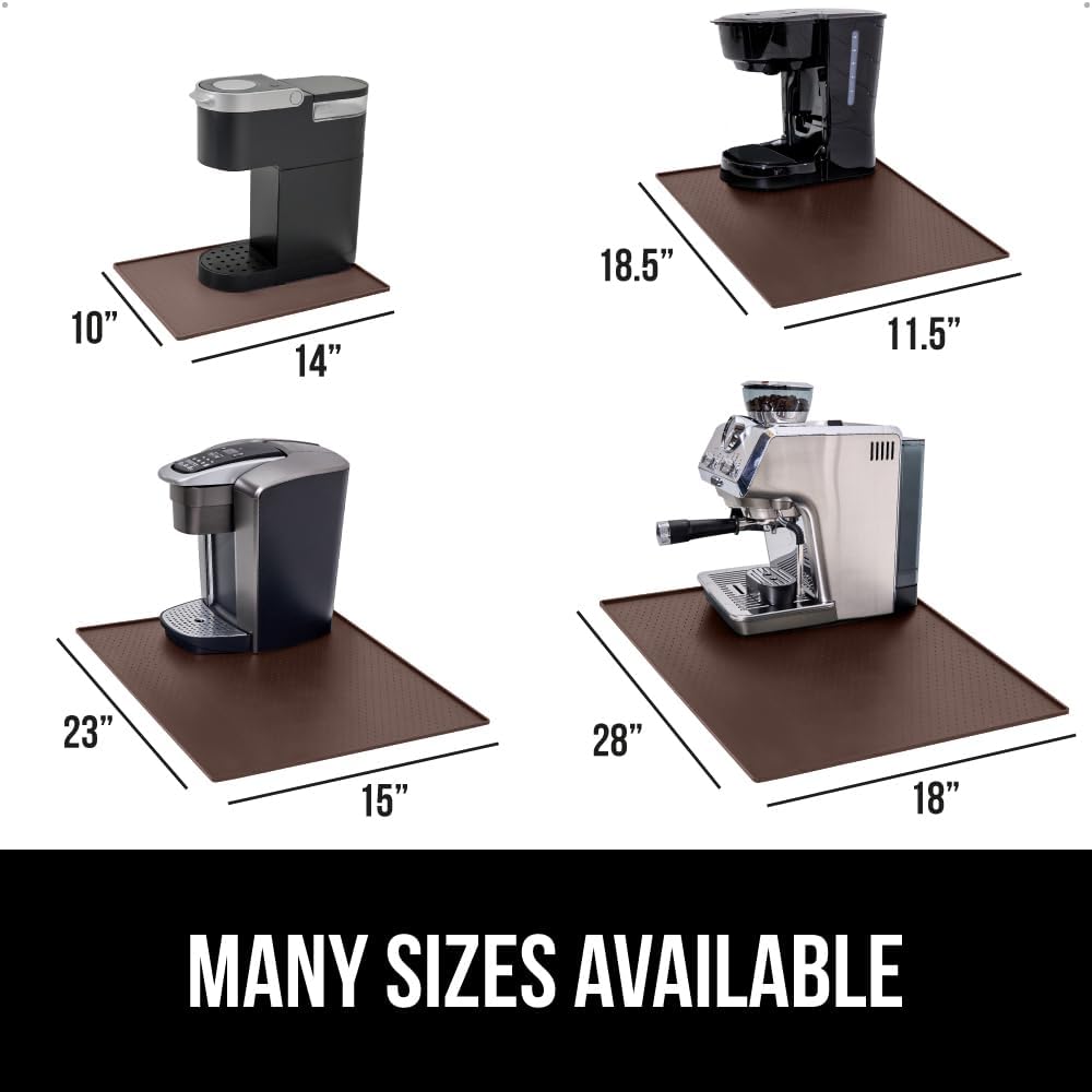 GORILLA GRIP Silicone Coffee Mat, Espresso Drink Bar Station Accessories, Waterproof Heat-Resistant Dish Drying Mats, Stay in Place on Kitchen Counter, Home Kitchen Decor Essentials, 10x14, Brown