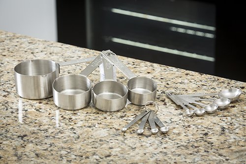 TableCraft Bakers Dozen Measuring Set Includes Measuring Spoons, Measuring Cups and Spice Spoons Silver