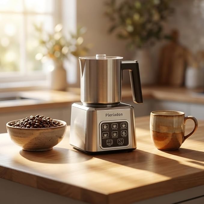 Pleriadon Electric Milk Frother & Steamer – Perfect for Coffee, Lattes, and Hot Chocolate at Home