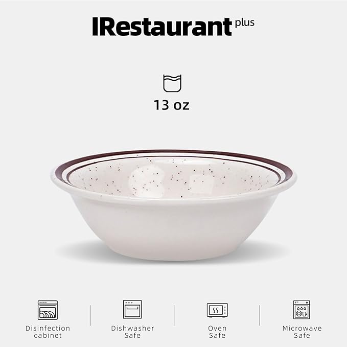 Stoneware Narrow Rim Commercial Grade Dinnerware (Brown Speckle, Fruit 13oz)