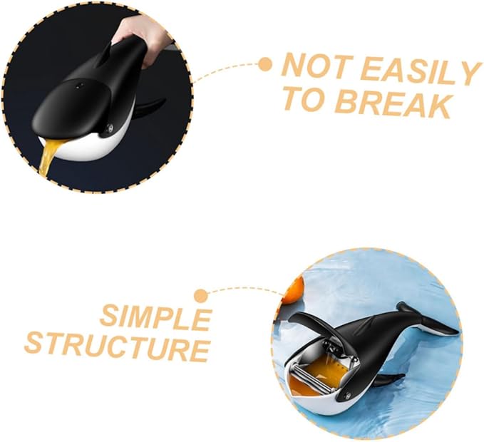 COLLBATH Whale Manual Citrus Juicer Large Orange and Lemon Squeezer Black Easy to Use Fruit Juice Presser for Home and Restaurant