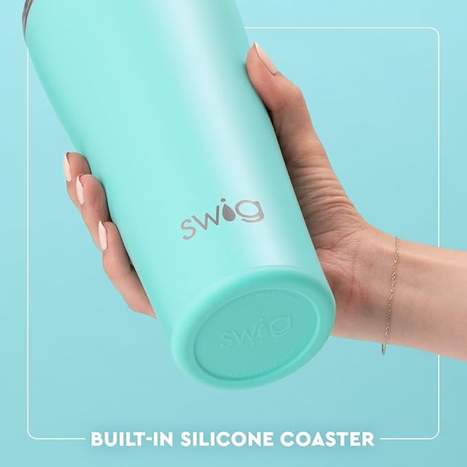 Swig Life 32oz Insulated Tumbler, Travel Coffee Tumbler with Lid, Cup Holder Friendly Travel Coffee Mug, Stainless Steel with Lid (Lazy Daisy)