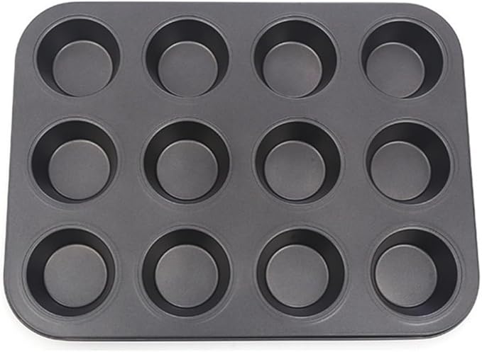 1 Pack black stainless steel muffin pan，muffin pans nonstick 12，cupcake tin，cup cake pans for baking