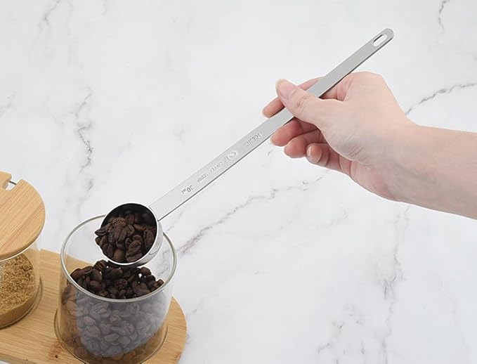 Long Handle Measuring Spoon,CISHNOU Tablespoon Coffee Scoop Stainless Steel Measuring spoon 15 ml Coffee Scoop for Ground Coffee