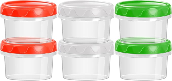 EONJOE 2 oz Plastic Containers with Lids Small Salad Dressing Container To Go Condiment Sauce Dipping Cups Jars Airtight,6-pack
