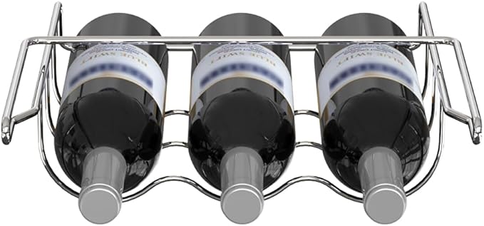 Alano Wine Rack- Refrigerator Bottle Rack Holds 3 Bottles of Your Favorite Wine or Drink Universal Bottle Holder Will Fit Most Fridges in stainless steel 304