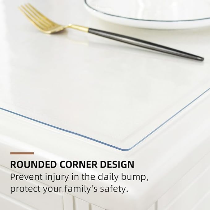 Warmstar Clear Table Cover Protector 12 x 28 Inch,1.5mm Thick Plastic Table Cover Rectangle,PVC Clear Table Protector,Desk Protector Mat for Kitchen, Dresser, Writing Desk，Dining Room Table