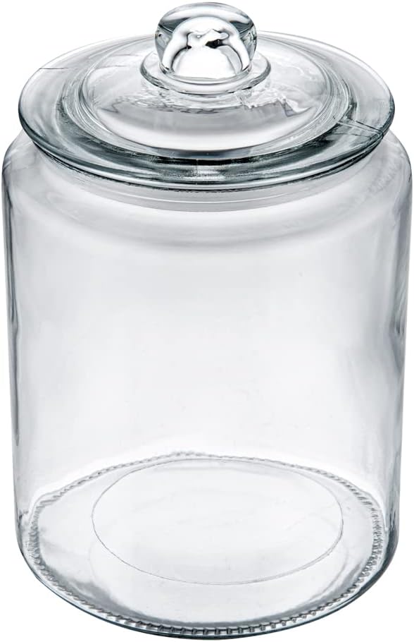 Restaurantware Glass Storage Containers - 1 Count 6 Liter Airtight Kitchen Canisters - Pantry Jars With Lids For Food - Clear Crystal Glass