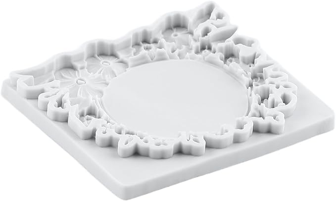 Flower Photo Frame Silicone Mold Wreath Fondant Molds Picture Frame Molds For Cake Decoration Cupcake Topper Polymer Clay Chocolate Candy Gum Paste Set of 4