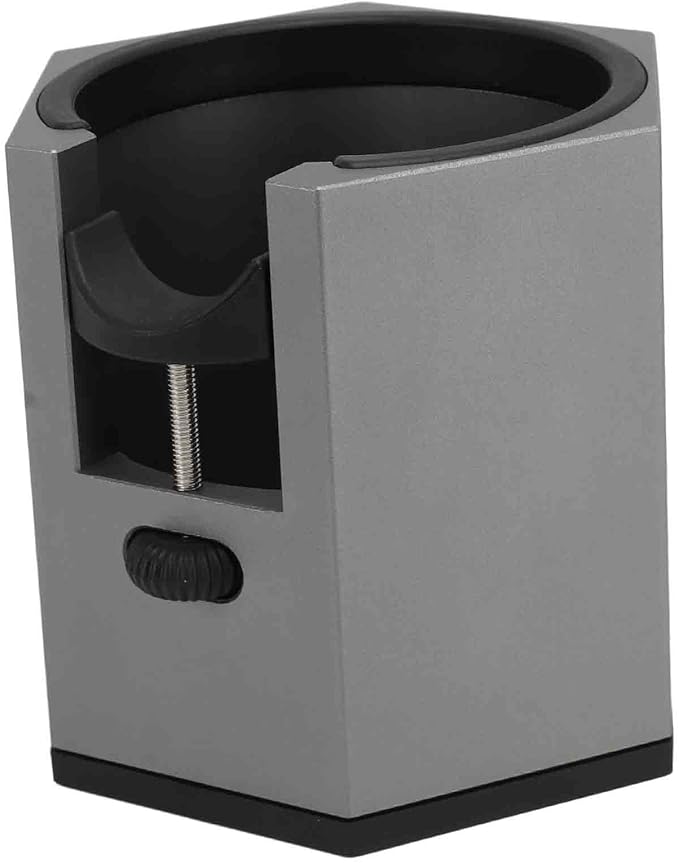 Coffee Portafilter Holder Stand with Adjustable Height Knob and Removable Bracket Cover, Aluminum Alloy Non Slip Base for Restaurants Homes Cafes (Black)