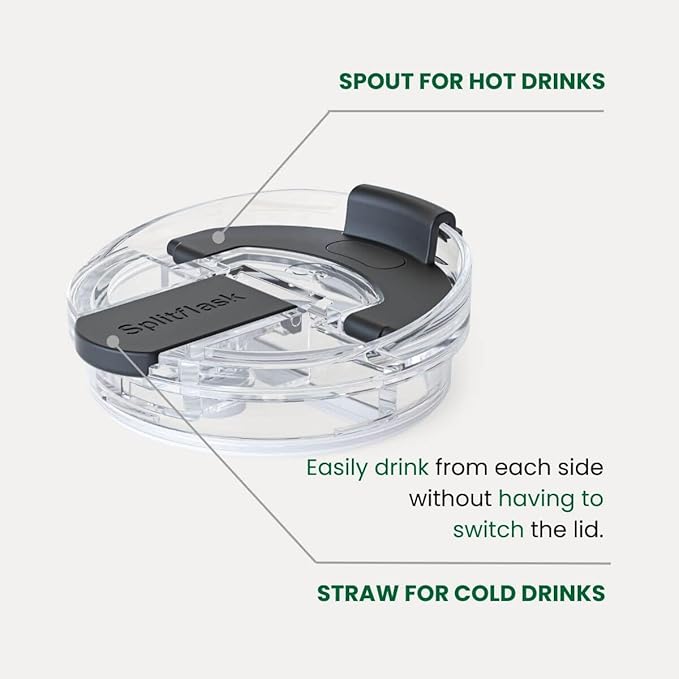Splitflask 2-in-1 Hot & Cold Vacuum Insulated 30oz Tumbler, Stainless Steel, Dual Chamber, Leak-Proof, BPA-Free, Split Cup, 2 Drink, 2 Sides, Cup Holder Friendly, Coffee & Water (Hartley Black)